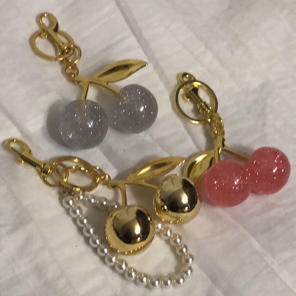 Cherry Dangle Keychain / Bag Charms bundle of 3
